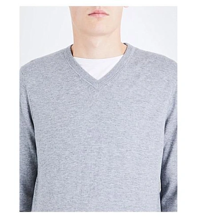 Shop Ted Baker V-neck Wool-blend Jumper In Grey Marl