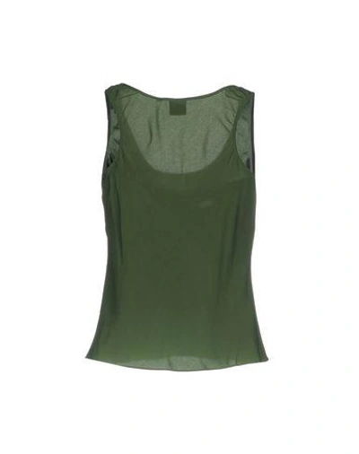 Shop Aspesi Silk Top In Military Green
