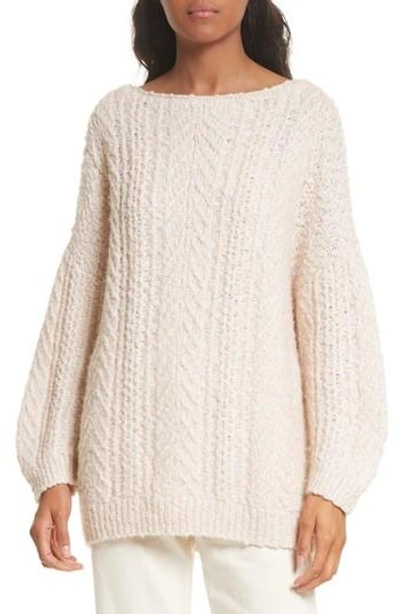 Shop Vince Cable Knit Turtleneck Sweater In Winter White