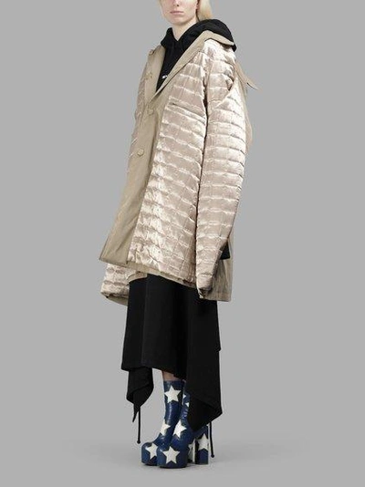 Shop Vetements Women's Beige Granny Double Coat