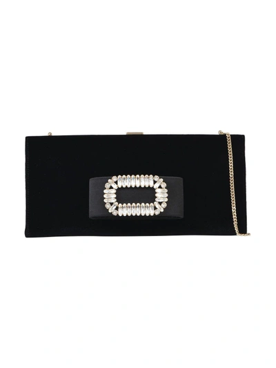 Shop Roger Vivier Pilgrim Jewels Clutch In Black