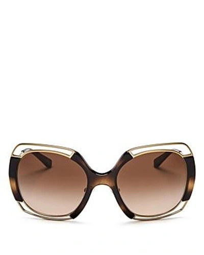 Shop Tory Burch Square Sunglasses, 54mm In Gold/tortoise/brown Gradient