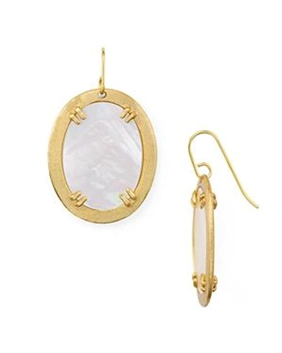 Shop Stephanie Kantis Life Oval Earrings In Gold/white