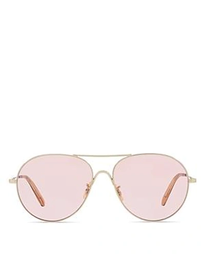 Shop Oliver Peoples Women's Rockmore Aviator Sunglasses, 58mm In Gold/pink Wash Solid