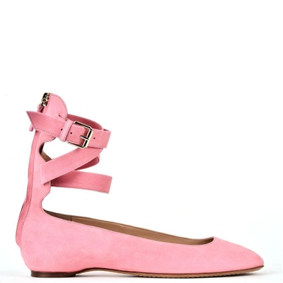 Shop Valentino Plum Ballerinas In Pink