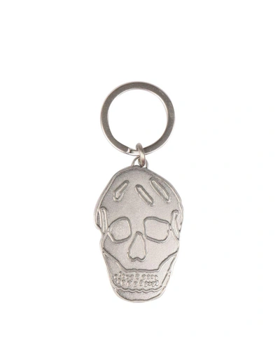 Alexander Mcqueen Skull Keyring In Argento