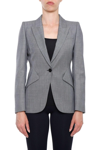 Shop Alexander Mcqueen Birdseye Blazer In Black Greygrigio