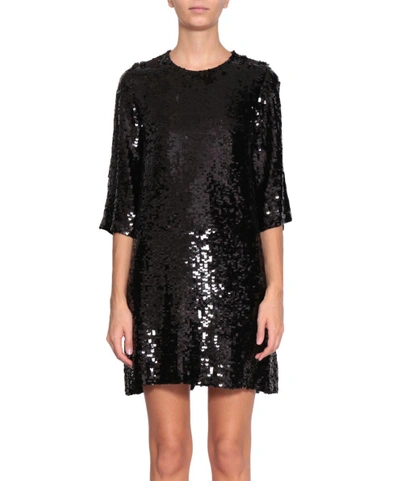 Shop Amen Sequined Embroidery Dress In Nero