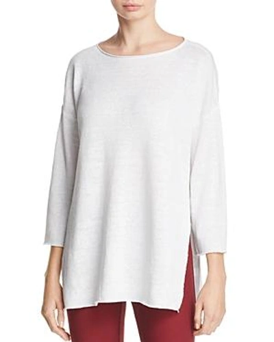 Shop Eileen Fisher Side-slit Tie-detail Sweater In White