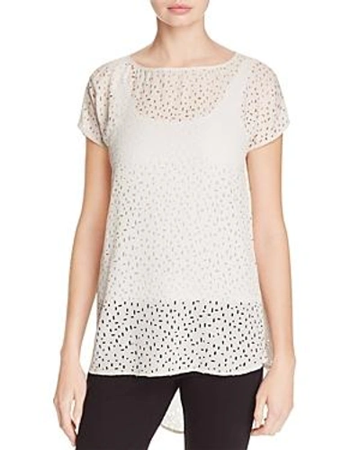 Shop Eileen Fisher Perforated Silk Top In Bone