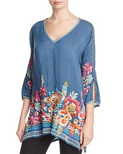 Shop Johnny Was Araxi Floral Embroidered Tunic In Spruce