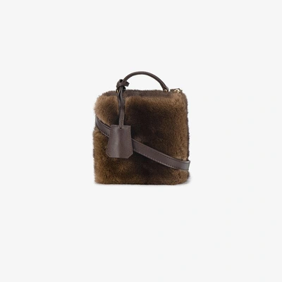 Shop Natasha Zinko Mink Fur Square Box Bag In Brown