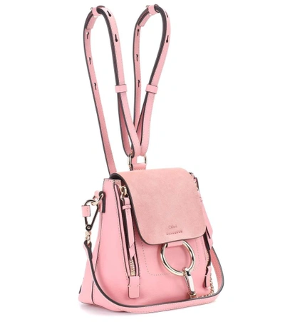 Shop Chloé Faye Mini Leather And Suede Backpack In Pink