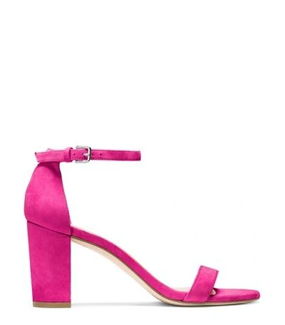 Shop Stuart Weitzman The Nearlynude Sandal In Raspberry Pink Suede