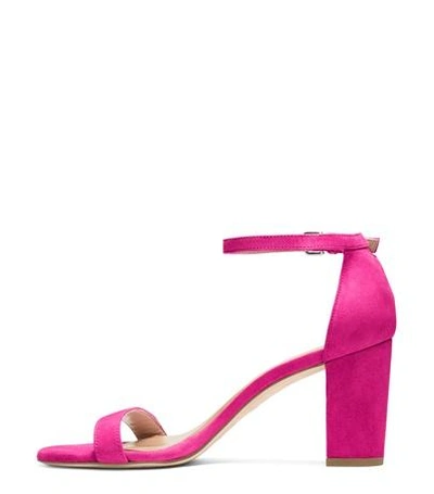 Shop Stuart Weitzman The Nearlynude Sandal In Raspberry Pink Suede