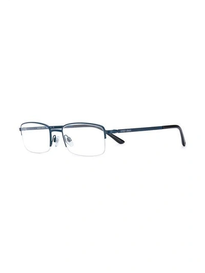 Shop Giorgio Armani Half Rim Rectangle Glasses - Blue