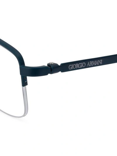 Shop Giorgio Armani Half Rim Rectangle Glasses - Blue