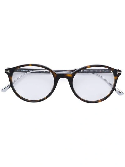 Shop Tom Ford Round Tortoiseshell Glasses