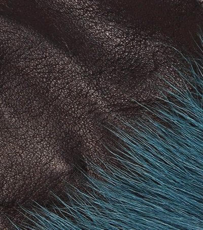 Shop Prada Fur-trimmed Leather Gloves In Black