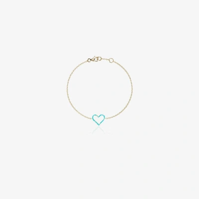 Shop Rosa De La Cruz Chain Heart Pendant Bracelet In Blue