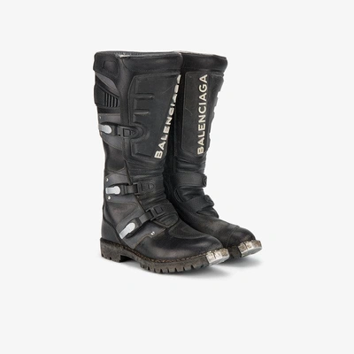 Shop Balenciaga Metal Toe Biker Boots In Black