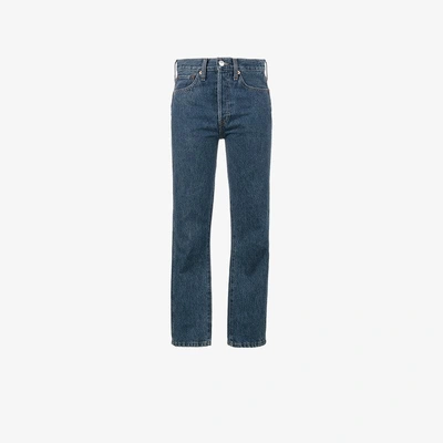 Shop Re/done Blue Double Needle Crop Jeans