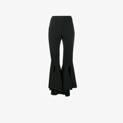 Shop Ellery High Waisted Fitted Flared Trousers In Black