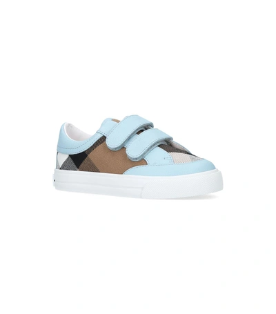 Shop Burberry Mini Heacham Check Sneakers In Blue
