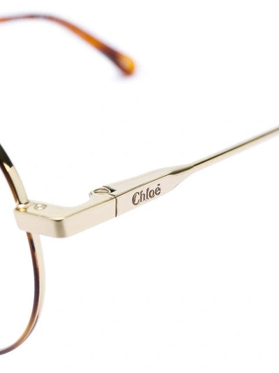 Shop Chloé Round Fine Rim Glasses In Brown