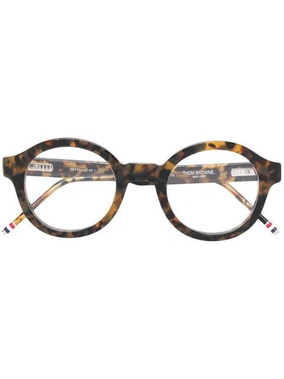 Shop Thom Browne Eyewear Tortoiseshell Effect Eye Glasses