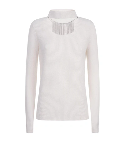Shop Elie Tahari oz Chain Cashmere Sweater In White