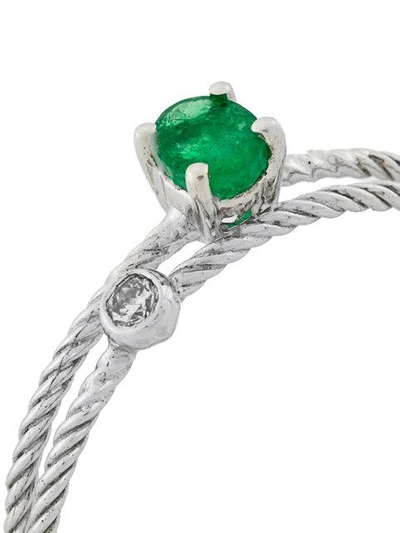 Shop Wouters & Hendrix Gold Emerald & Diamond Set Of Two Rings In White Gold
