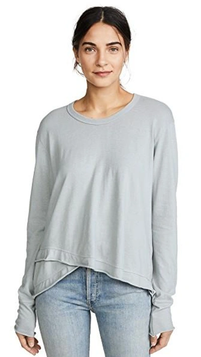 Shop Wilt Lux Easy Slouchy Long Sleeve Tee In Mineral Blue