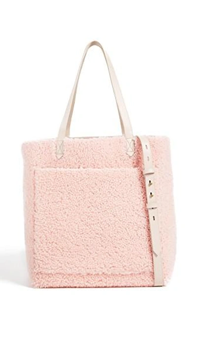Shop Madewell Medium Transport Tote In Shearling In Avalon Pink