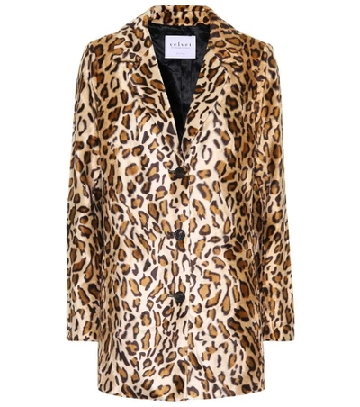 Shop Velvet Celine Faux Fur Blazer In Brown