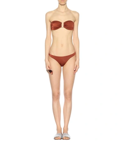 Shop Melissa Odabash Barcelona Metallic Bikini Bottoms In Brown