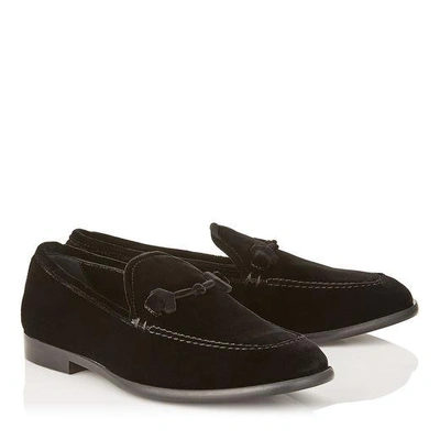 Shop Jimmy Choo Marti/f Black Velvet Loafers