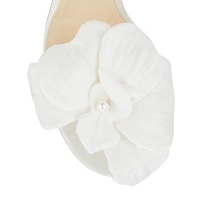 Shop Jimmy Choo Aurelia 100 Ivory Satin Sandals With Orchid In Ivory/ivory