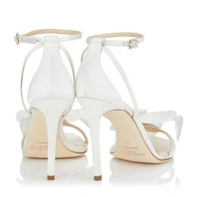 Shop Jimmy Choo Aurelia 100 Ivory Satin Sandals With Orchid In Ivory/ivory