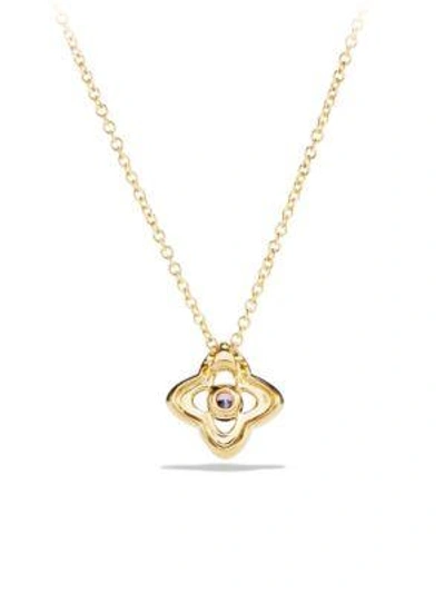 Shop David Yurman Venetian Tanzania & Diamond Pavé Quatrefoil Pendant Necklace In Gold-citrine