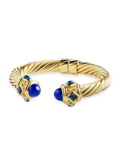 Shop David Yurman Renaissance Bracelet With Lapis Lazuli And Hampton Blue Topaz In 18k Gold In Gold-green