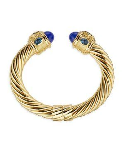 Shop David Yurman Renaissance Bracelet With Lapis Lazuli And Hampton Blue Topaz In 18k Gold In Gold-green