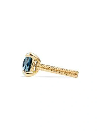 Shop David Yurman Châtelaine Ring With Hampton Blue Topaz And Diamonds In 18k Gold In Chrysoprase Cabochon