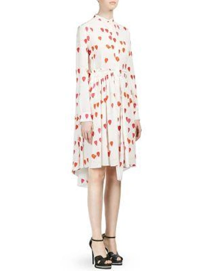 Shop Alexander Mcqueen Silk Petal Print Shirt Dress In Ivory Red