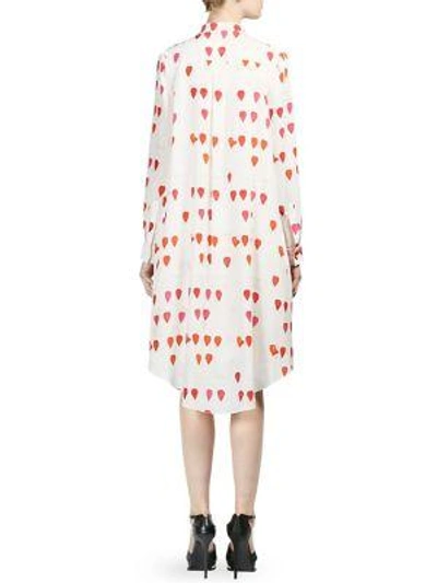 Shop Alexander Mcqueen Silk Petal Print Shirt Dress In Ivory Red