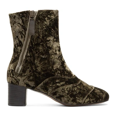 Shop Chloé Chloe Brown Velvet Lexie Boots In Nr22v Mainly Brown