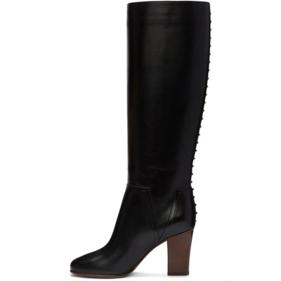 Shop Valentino Black  Garavani Lovestud Knee-high Boots