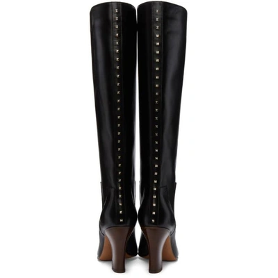 Shop Valentino Black  Garavani Lovestud Knee-high Boots