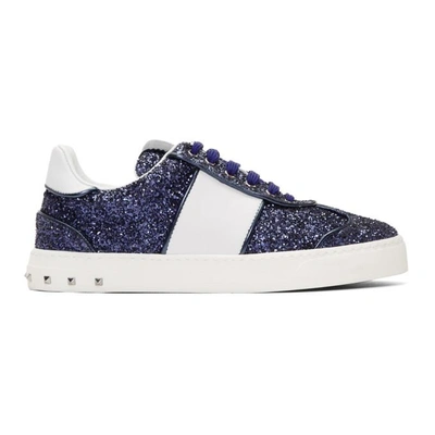 Valentino Garavani Fly Crew Glitter Sneakers In Blue | ModeSens