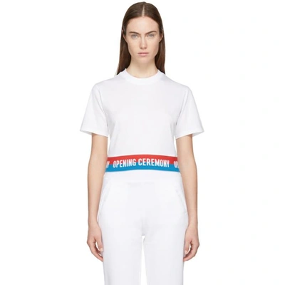 Shop Opening Ceremony White Cropped Elastic Logo T-shirt In 1100 White